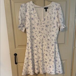 Aqua Floral White Dress